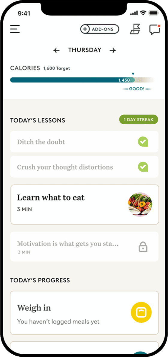 Noom dashboard screen
