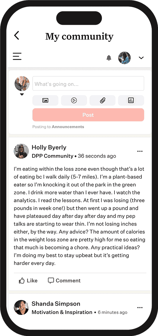 Noom DPP community app screen