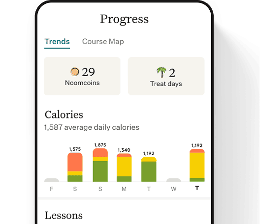 Noom menopause support app screen showing behavior-change program