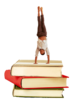Hand standing on books illustration