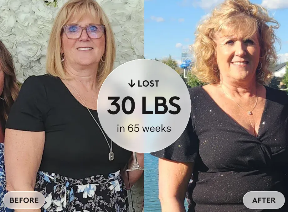 Cindy De N. — real Noom GLP-1Rx Plus Program member before and after weight-loss photos
