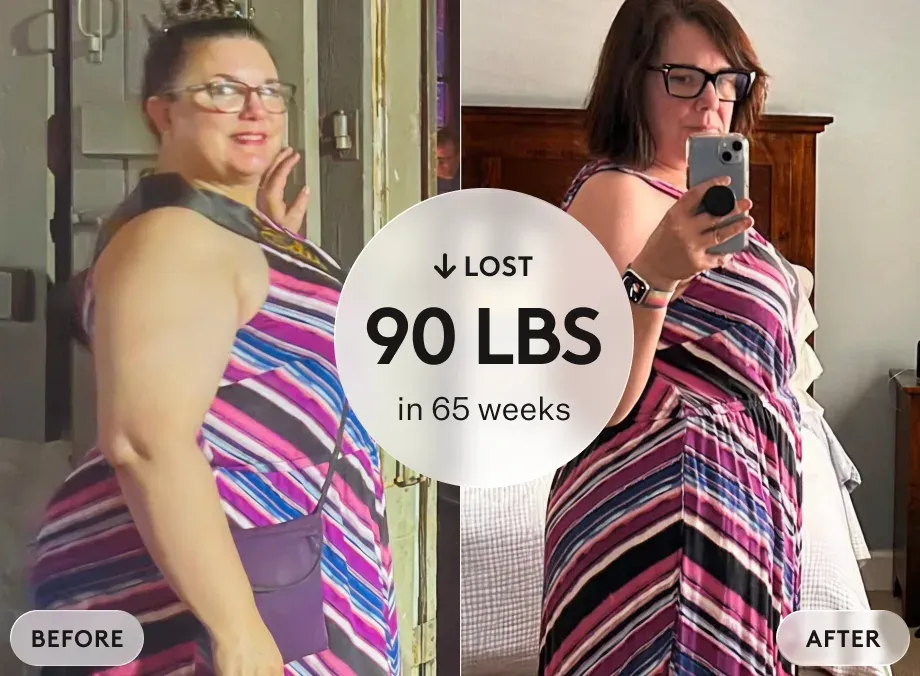 Deborah C. — real Noom GLP-1Rx Plus Program member before and after weight-loss photos