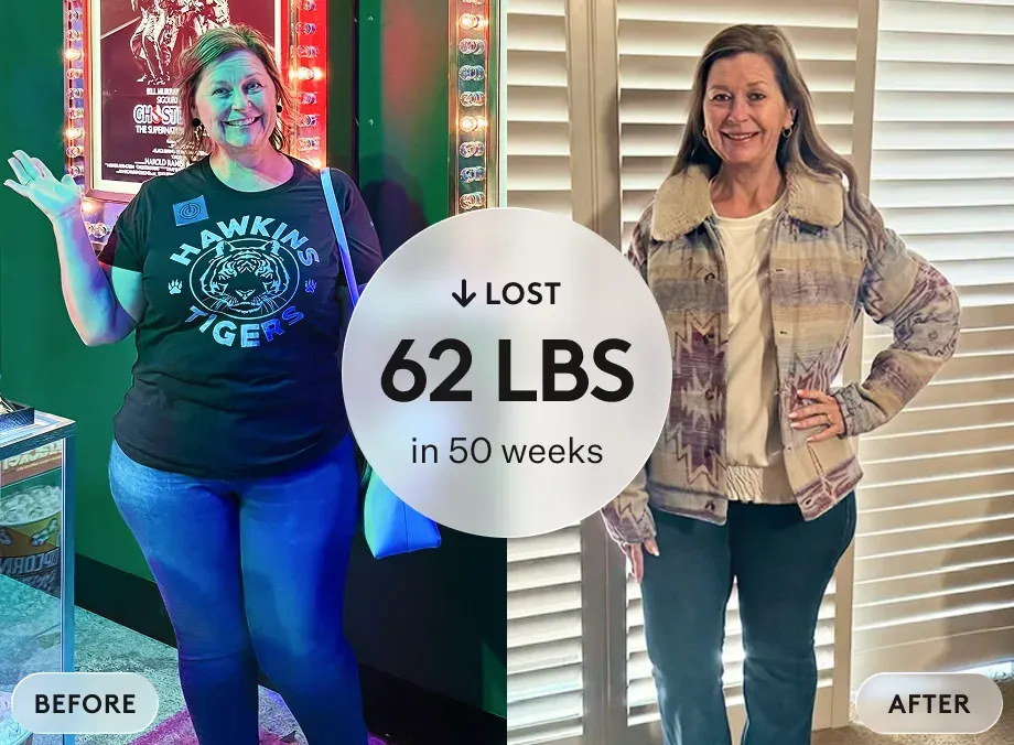 Jennifer L. — real Noom GLP-1Rx Plus Program member before and after weight-loss photos