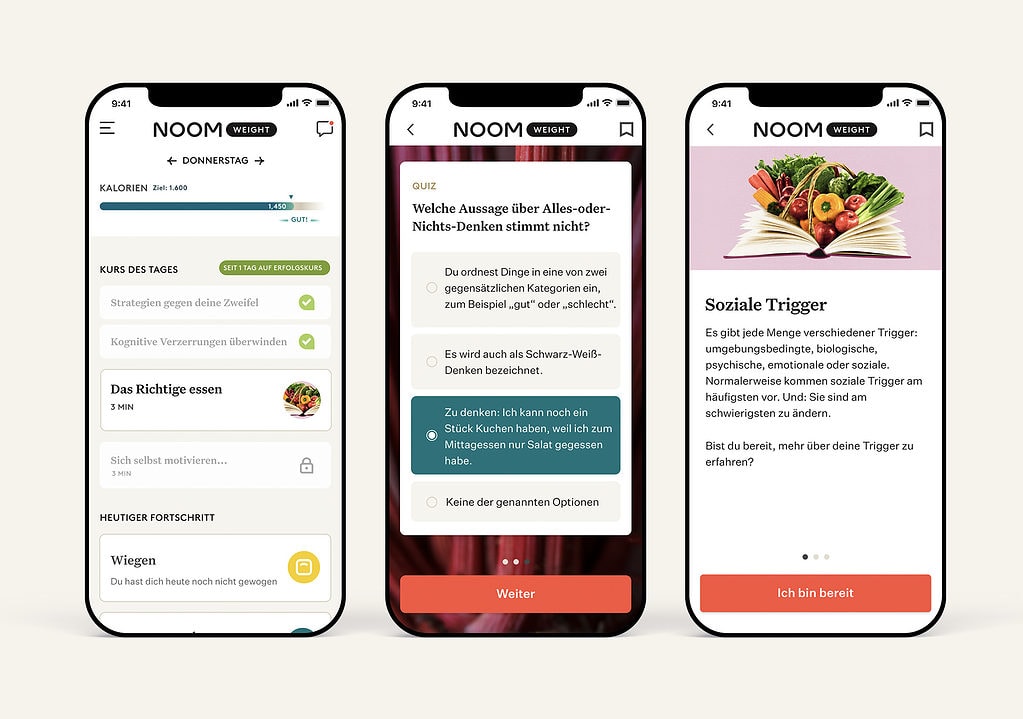 Screenshots der Noom-App